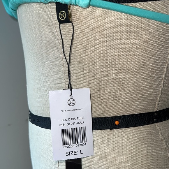 ViX by Paula Hermanny Solid Bia Tube Aqua Bikini Halter Top Sz L - NWT! - Picture 8 of 10